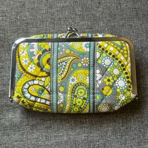 Vera Bradley Yellow and Gray Paisley Cosmetic Bag